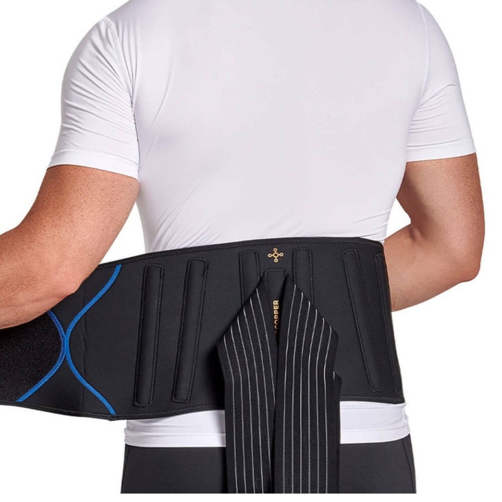Tommy Copper Black Back Support Belt with Blue Accents size S/M